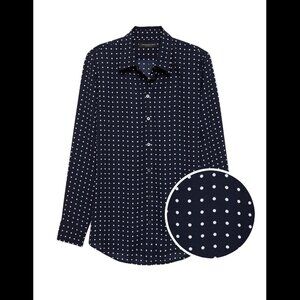 Banana Republic Dillon Classic-Fit Polka Dot Button Up Shirt Navy Size XSP
